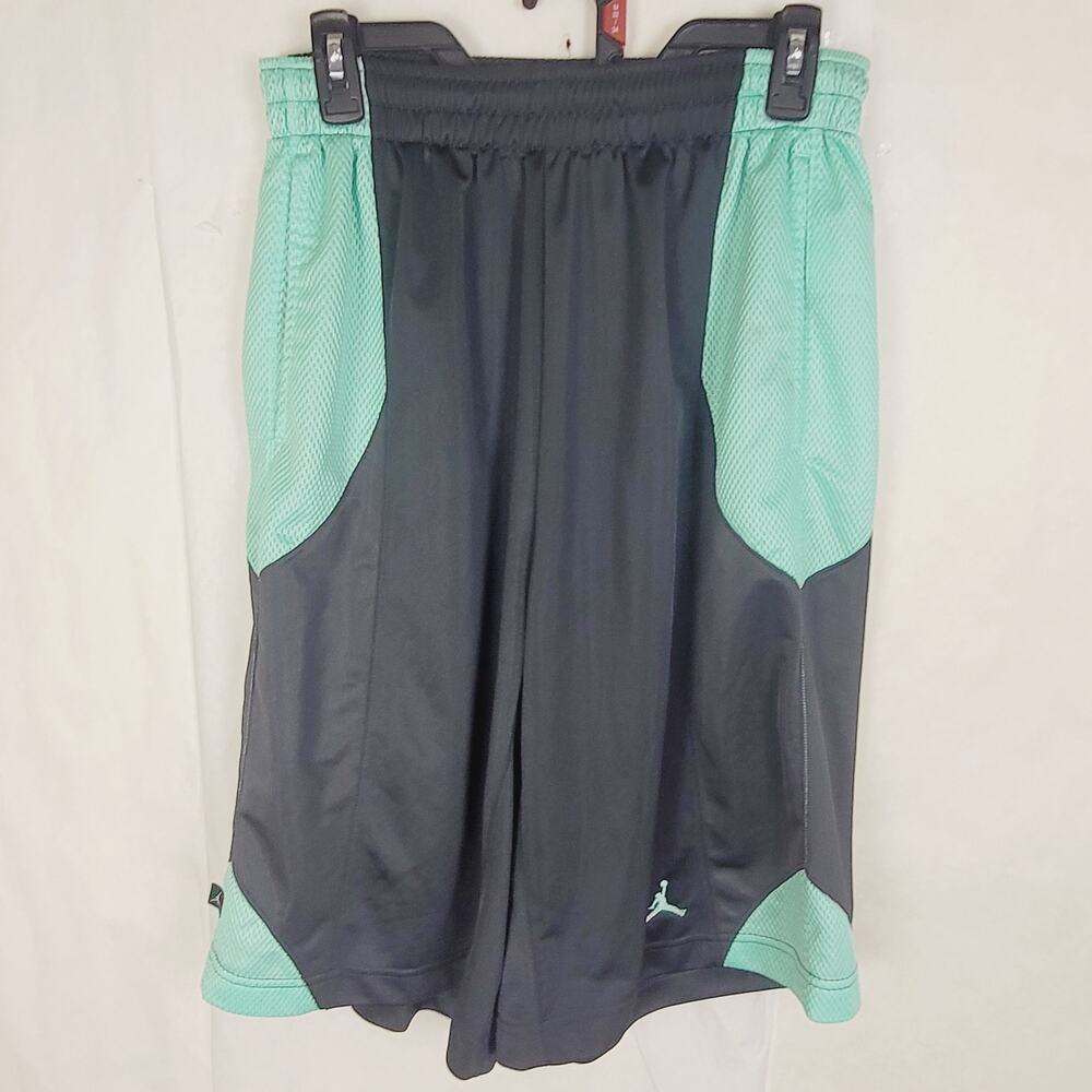 Air Jordan green and black durasheen basketball shorts Size Med Retro Streetwear